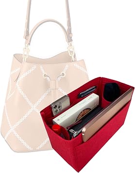Divitize Premium Purse Organizer compatible with Noe/Neonoe Petit/BB/MM Bag Insert Gold Zipper Perfect Fit, Durable Quality Felt, Full Coverage, 24+ Shades (For Neonoe MM, Beige)