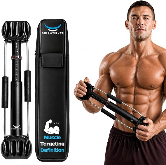 Bullworker Steel Bow 20" Portable Home Gym Exercise Equipment Isometric Exercise Equipment for Arms, Chest, Back, Shoulders, Core, Biceps, Triceps, Abs - Strength Training Equipment