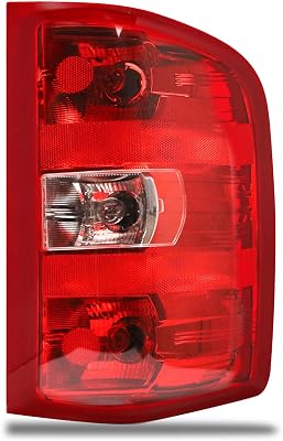 Tail Light Assembly Compatible With 2007-2013 Chevy Silverado 1500 2500HD 3500HD GMC Sierra 2500 HD 3500 HD Red Border, Right Passenger Side