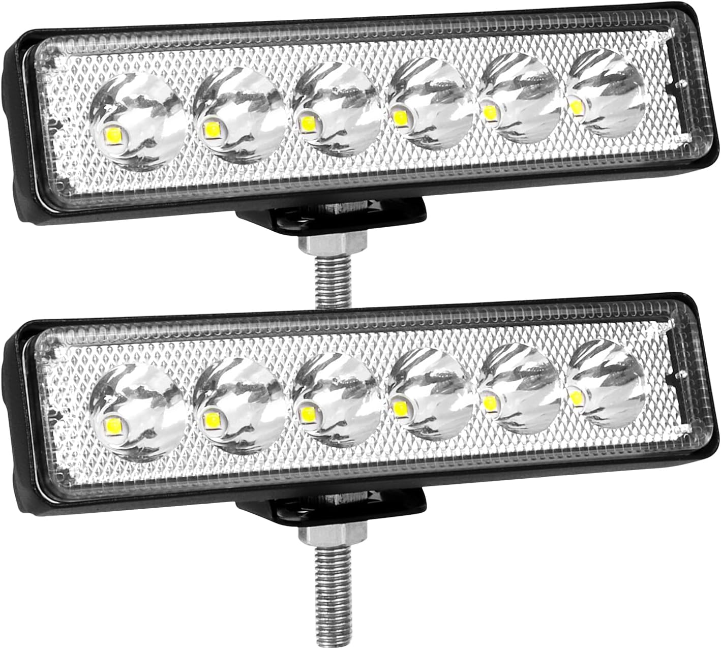 SKYWORLD 2 Pcs 6 inch 18W Single Row LED Work Light Bar Super Slim Spot Beam Driving Fog Light Off Road Lights Boat Lights LED Work Lamp for SUV ATV 4x4 4WD Car Truck Excavator 12V 24V