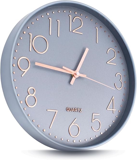 Joejis 30cm Kitchen Wall Clocks, Silent Wall Clock Non-Ticking Sweep Mechanism - Modern Quartz Design Decorative Bathroom Living Room Hallway - Grey