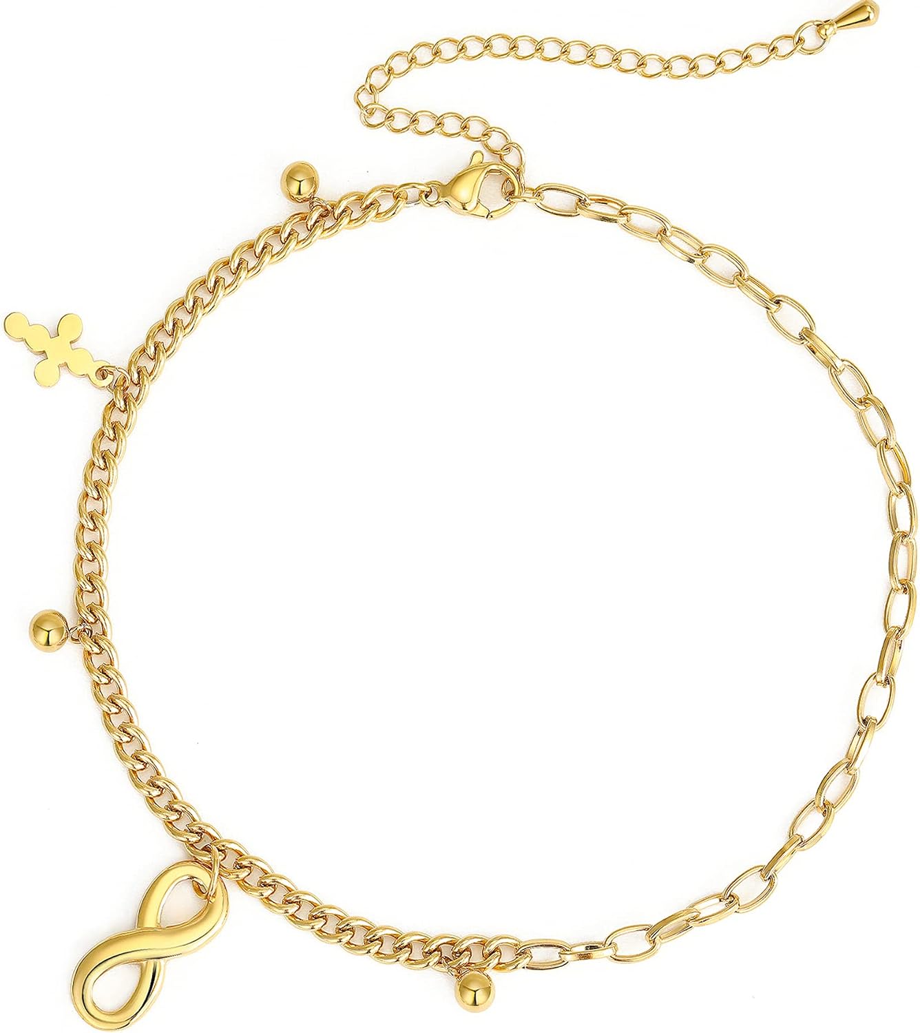 sovesi Gold Ankle Bracelets for Women Stainless Steel Flat Snake Chain Link Gold Anklet Dainty Beach Anklets for Women