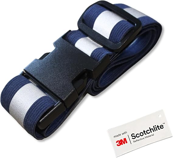 Salzmann Multi-Purpose Reflective Running Belt | Adjustable Hi Vis Strap | Made with 3M Scotchlite Reflective Material | For Running, Walking & Cycling | Luggage Strap | Yellow, Orange, Navy, Pink