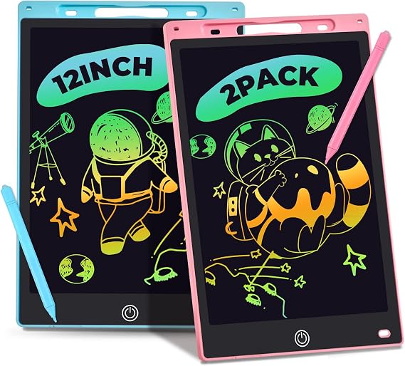 12 Inch LCD Writing Tablet for Kids, 2 Packs Mess Free Coloring for Toddlers Doodle Board Erasable Drawing Pads Birthday Christmas New Year Gift for 3 4 5 6 7 8 Years Old Boys Girls