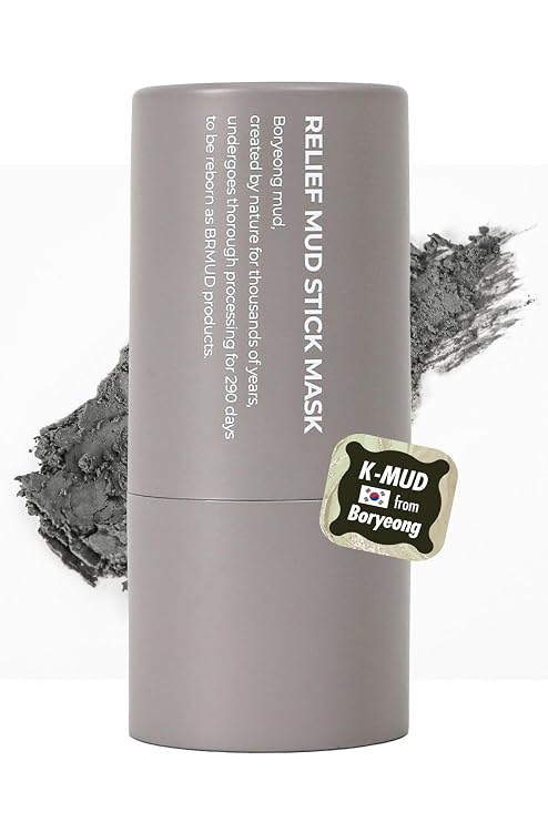 BRMUD Relief Mud Stick Mask - Pick 3-Minute Gently Exfoliating Pore Clay Stick Mask with Boryeong Mud, Tea Tree Oil & PHA - Absorbs Oil, Decongests Pore & Smooths Skin - Korean Skin Care 1.05 oz