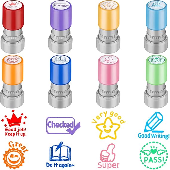 Leinuosen Back to School Self Inking Teacher Stamps for Grading,Cute