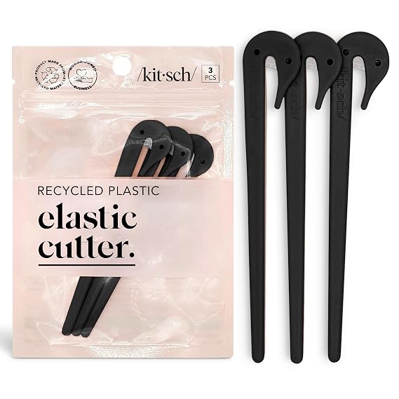 Kitsch Elastic Hair Tie Cutter Tool - Black, 3pc Set