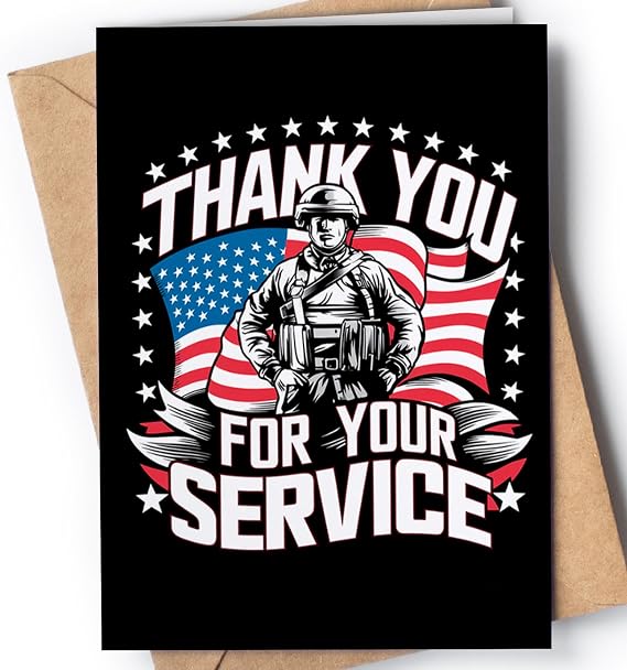 Thank You for Your Service Card - Veteran Day Thank You Card - Military Appreciation Cards - Solider Thank You Cards - Military Retirement