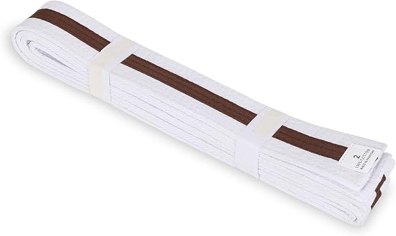 MACS White Belt with Colored Stripe 1.75'' wide Martial arts/Karate/Taekwondo for adults/kids double wrap belt