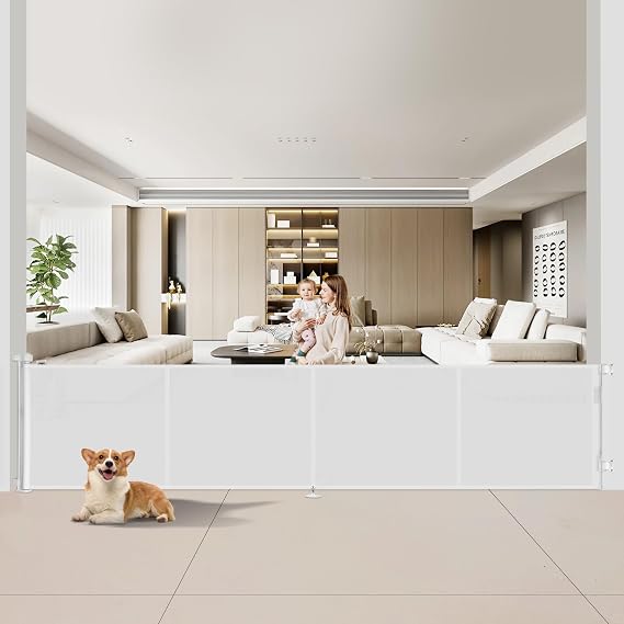 Miumoon 200 inch Reinforced Retractable Baby Gates 42 inch Tall