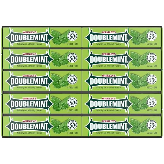 DOUBLEMINT Mint Chewing Gum Bulk Pack 5 Stick, 40 Pack
