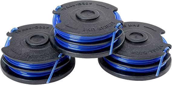 Greenworks 0.065" 3-Pack Dual Line Replacement String Trimmer Line Spool,Black/Blue