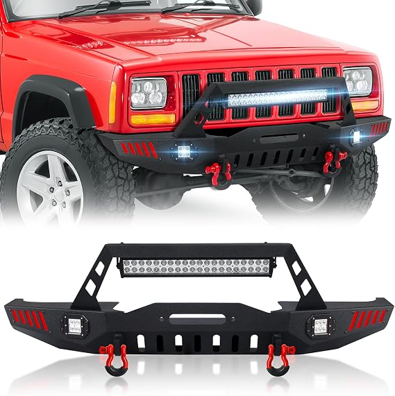 Front Bumper Compatible with XJ MJ 1984-2001 Textured Black