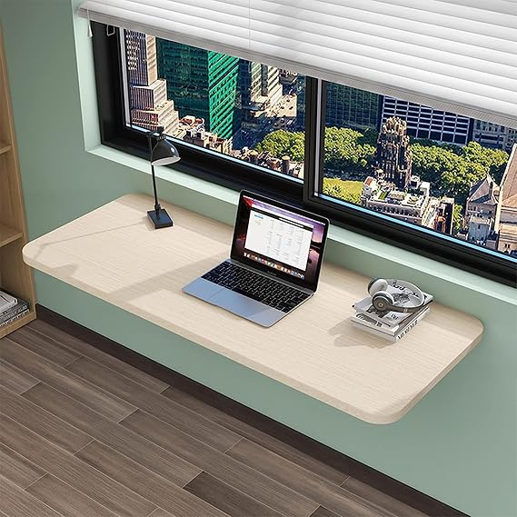 Folding Wall Mounted Table - Portable Laundry Room Dining Table, Space-Saving Floating Kitchen Table - Foldable with Bracket for Easy Storage