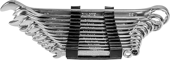 Brüder Mannesmann Wrench set, 12-piece, DIN 3113, chrome vanadium steel, 6-22 mm | M19652