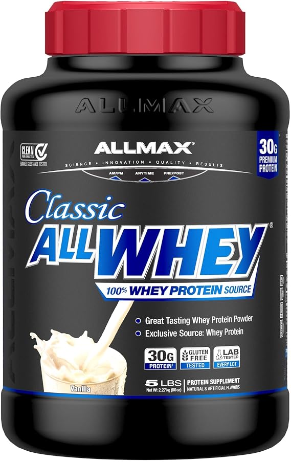 ALLMAX AllWhey Classic Whey Protein Powder, French Vanilla, 5 lb | Supports Lean Muscle Growth, Enhances Recovery, 30g Whey Protein, Gluten Free, No Fillers or Soy
