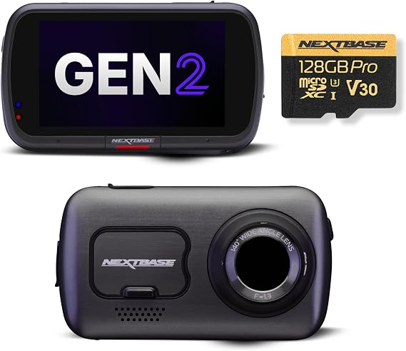 Nextbase 622GW Dash Cam with 128GB Micro SD Memory Card Bundle - Dash Camera for Cars with True 4K 30fps UHD Auto Recording, Wi-Fi, GPS, Bluetooth, Alexa, Image Stabilization, Parking Mode