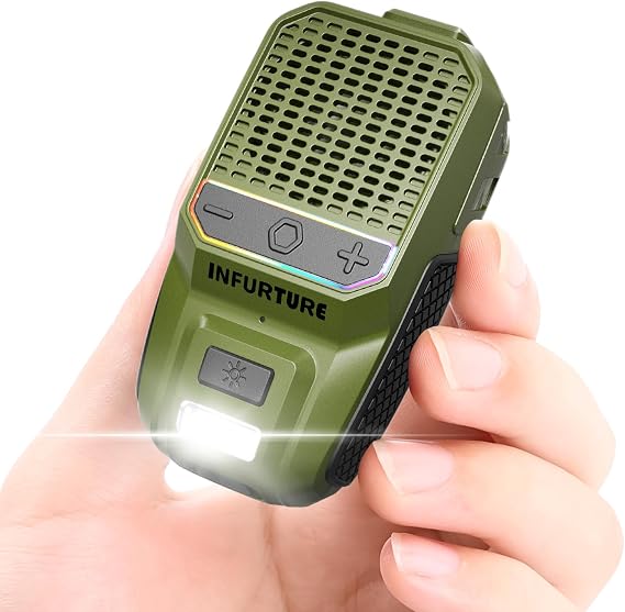 INFURTURE Wearable Bluetooth Speaker with RGB/Flashlight Clip On Speaker,Waterproof Shower Speake-Built-in Noise Reduction Mic for Hands-Free Music/Calls-for Work/Riding/Golf/Outdoor(Green)