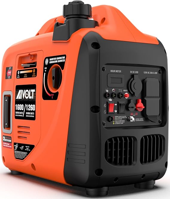 AIVOLT 1600W Super Quiet Inverter Generator 28lbs Portable for Camping | Gas Generator. 1260W Running. Super Quiet 57dBA. <3% THD Pure Sine Wave. CO Auto-Shutoff. 8hr ECO Mode. EPA Compliant.
