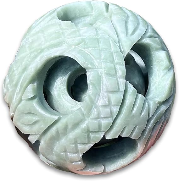1 Pc Green Jade Sphere, Multi-Layer Crystal Carving Ball, 1.97" Chinese Linglong Sphere Puzzle Ball with Unique Carving Pattern for Family and Friends