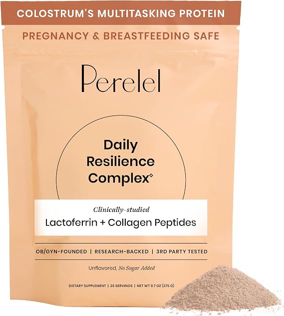 Perelel Womens Collagen & Lactoferrin Powder | Collagen Peptides, Immune & Gut Health, Skin Elasticity, Joint Health, and Hair Health, Unflavored, Gluten Free, 25 Servings