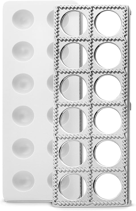 Bellemain Ravioli Maker Press | Pelmeni Mold, Pierogi Press, Potsticker Meat Pie Dumpling Maker, Ravioli Stamp Pasta Making Kit, Pasta Making Tools, Ravioli Press Mold | Makes 12 Ravioli, 1. 5