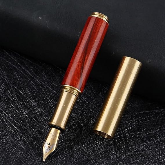 Vintage Wooden Mini Fountain Pen Pocket Wood Fountain Pen Portable Art Ink Pen Caligraphy Pens for Office School Supplies(C)