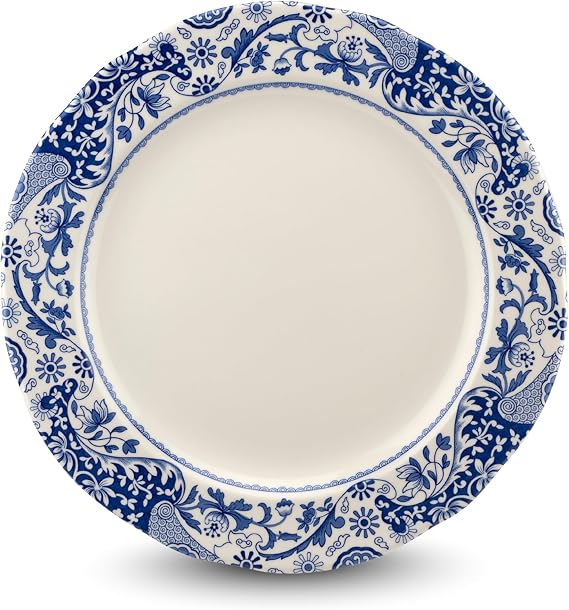 Spode Blue Italian Brocato Charger Plate | 12 Inch Large Charger Plate for Dinner Plates, Wedding Decor | Made in England from Fine Earthenware | Dishwasher and Microwave Safe