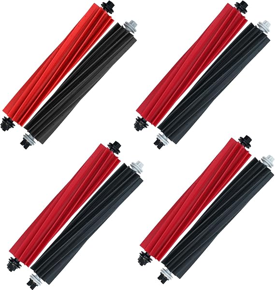 4-Pack Dual Main Brush Replacement for Roborock S8, S8+, S8 Pro Ultra, Q8 Max, Q8 Max+, Q5 Max+, Q5 Pro, Q5 Pro+ Robot Vacuum Cleaner, Rubber Roller Brush Kit