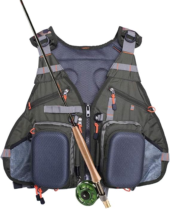 Waxaya Lightweight Fly Fishing Vest with Multi Pockets Adjustable Size Mesh Fishing Backpack for Men and Women