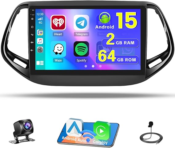64G 9'' Android 15 Car Stereo for Jeep Compass 2017-2020