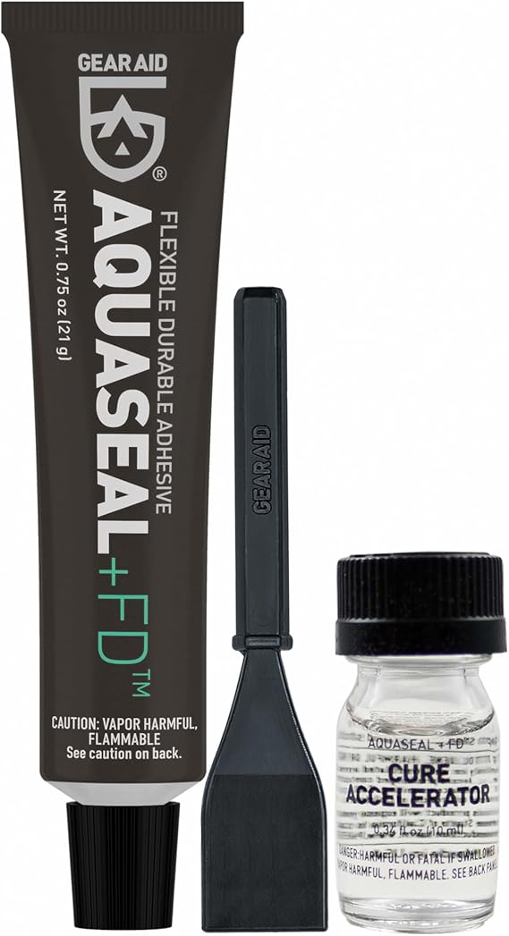 Gear AID Aquaseal FD Flexible Durable Repair Adhesive and Cure Accelerator for Fixing Holes and Rips in Waders, Wetsuits and Inflatables