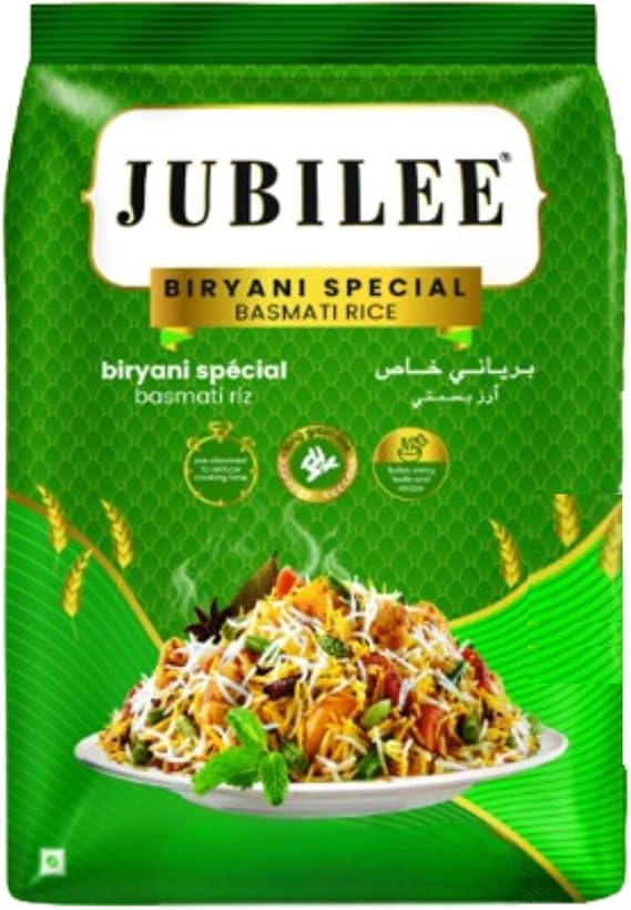 Jubilee Basmati Rice 5kg | Long Grain Premium Aged Rice | Fluffy Texture & Rich Aroma | Ideal for Biryani, Pulao & Daily Meals (Pack of 1)