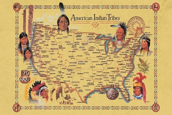 Native American Heritage Month Decor Tribes US History Posters Diagram Geography For Classroom Education Cultural Decorations Cool Wall Art Print Poster 36x24