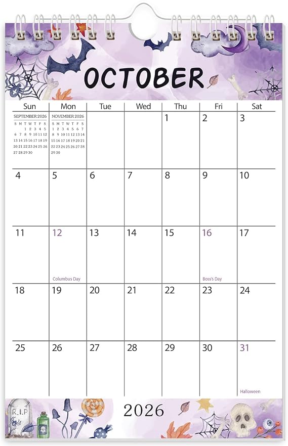 GuassLee Small Wall Calendar 2026-2028, 21 Month Oct 2026-Jun 2028, 6"x9"