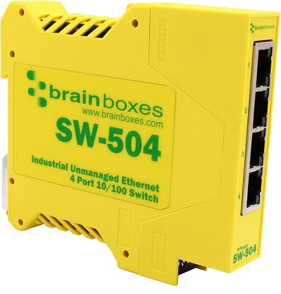 Brainboxes Switch - 4 Ports - DIN Rail mountable (SW-504)