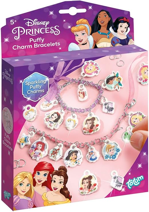 Totum Disney Princess Jewellery Craft Set, Make 2 Bracelets, with Puffy Charms, Suits Ages 5 Years +