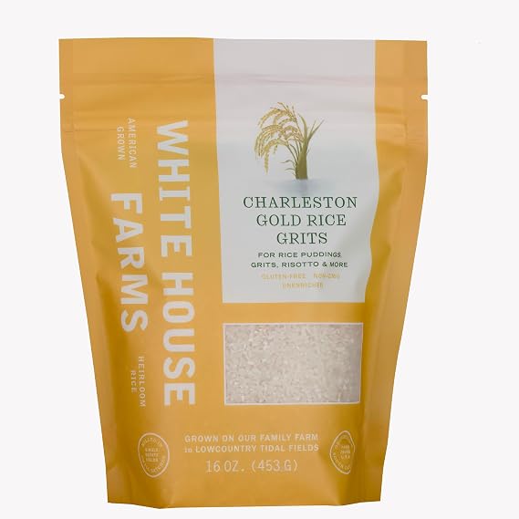 White House Farms Grits | Charleston Gold Rice Grits | Gluten Free & Non GMO | Sugar Free & Aromatic | Harvested in The USA | 1 Pack | 16oz