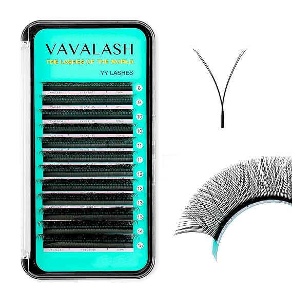 VAVALASH Y Lash Extensions D Curl 0.07mm 8-15mm Mix Tray Easy Premade Volume 4D Fans Eyelash Extension YY Type Natural Volume Lashes Extension Soft Matte Black Lashes (YY-0.07-D-8-15mm)