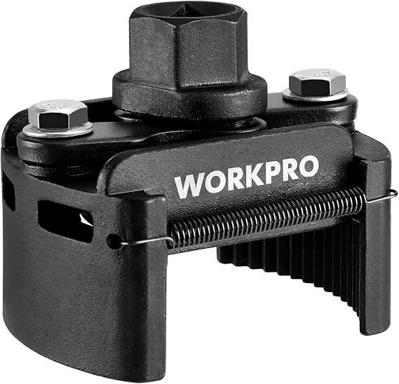WORKPRO Universal Oil Filter Wrench (2-3/8 to 3-1/8") Adjustable with Auto-Clamp Spring, Oil Filter Removal Tool, Oil Filter Change Set, Ideal for Engine Filters, Conduit, Fittings