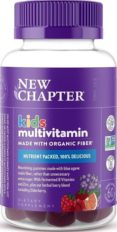 New Chapter Kids Gummy Multivitamin, Berry-Citrus, 60 Count | 65% Less Sugar Kids Vitamins with Vitamin C, D3, and Zinc for Immune Support, Non-GMO and Gluten Free, Berry-Citrus