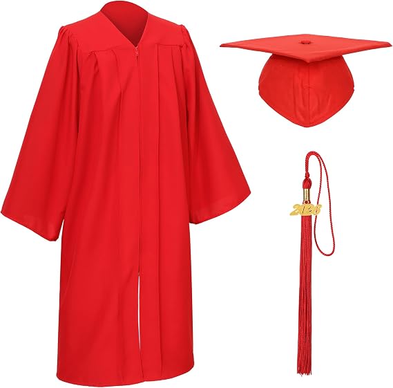 Unisex Matte Graduation Cap and Gown Tassel Package for High School and Bachelor
