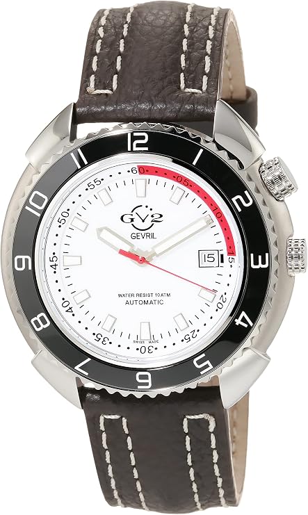 GV2 Men's Squalo Swiss Automatic Watch, Genuine Italian Leather Strap