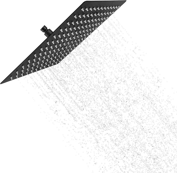 10inch Black Square Rainfall Shower Head, 25cm Rain Shower Head