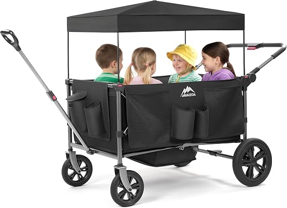 4 Seater Foldable Wagon Stroller & Cargo,4 Children Ride