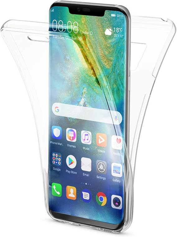 Microsonic Huawei Mate 20 Pro için Kılıf 6 tarafı tam full koruma 360 Clear Soft Şeffaf [Mate 20 Pro ile Uyumlu Kılıf - Şeffaf]