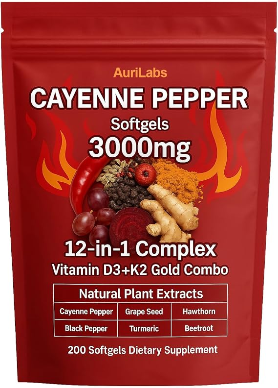 Cayenne Pepper Softgels with Vitamin D3+K2 Complex (1)