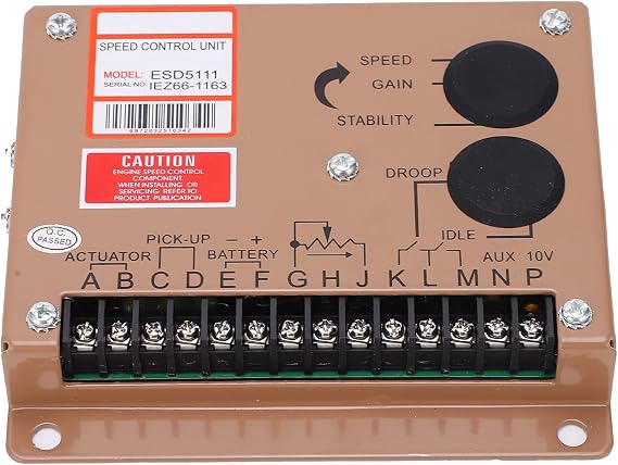 Electronic Governor Engine Speed Control Board ESD5111 Adjustable Generator Speed Controller for Cummins Fukang GAC Generator Set DC 12V 24V Universal Size 127x127mm