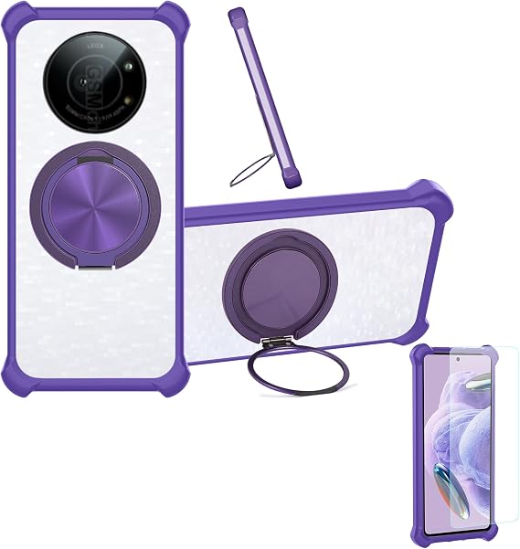 jioeuinly Case Compatible for Sharp Leica Leitz Phone 1 5g Phone Case Cover [with 1* Tempered Glass Screen Protector] Hybrid Case[360Ring Support, Magnetic] CX-02-ZI