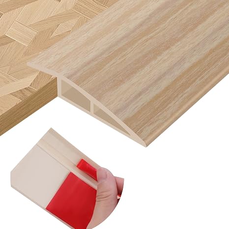 Floor Transition Strips PVC Self-adhesive Door Threshold Strips for Doorways Carpet Edging Laminate Floor Threshold Transition Profile (Light Yellow Wood Grain, 10mm×1m)
